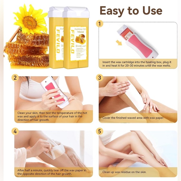 New Wax Roll On Wax kit Hair Removal with 2 Honey Soft Wax Cartridge SET - Picture 9 of 10